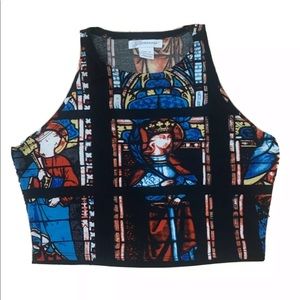 Gothic art printed tank black Jean Paul Gautier